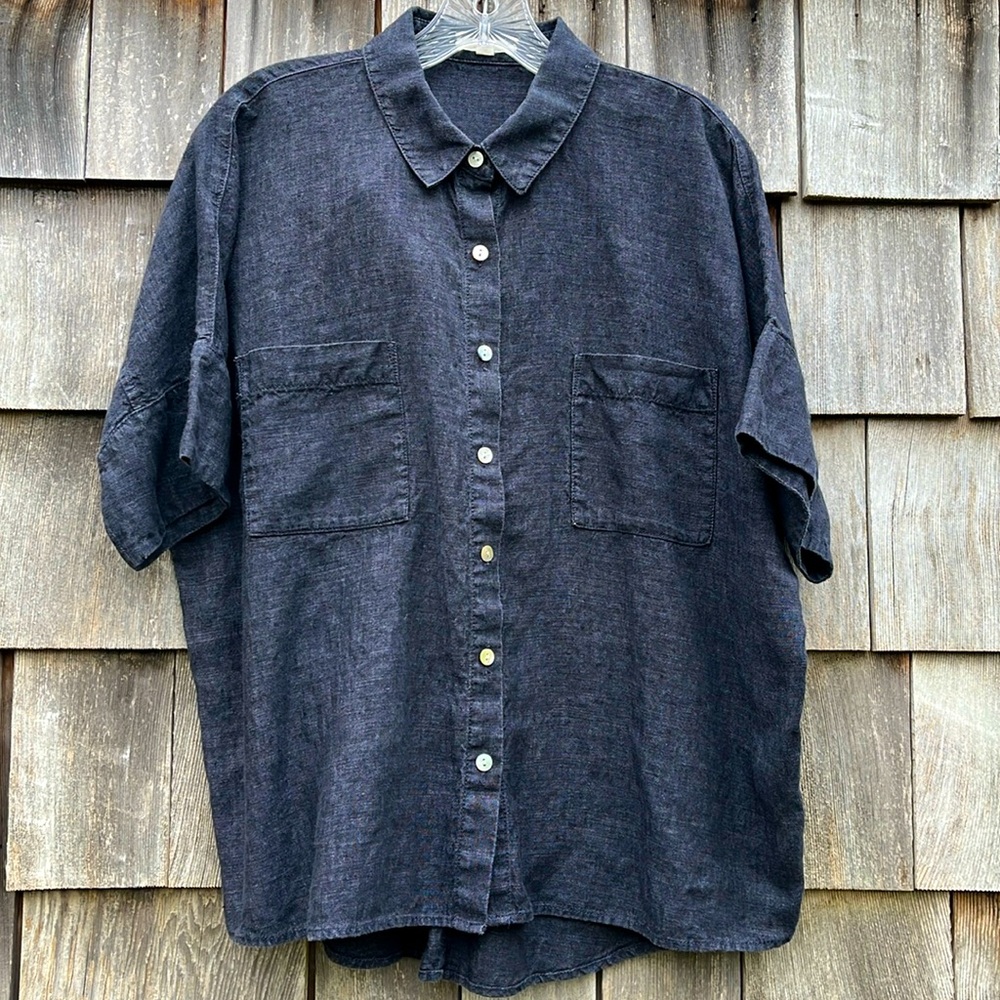 Eileen Fisher Blue Buttondown Chambray Shirt Size M